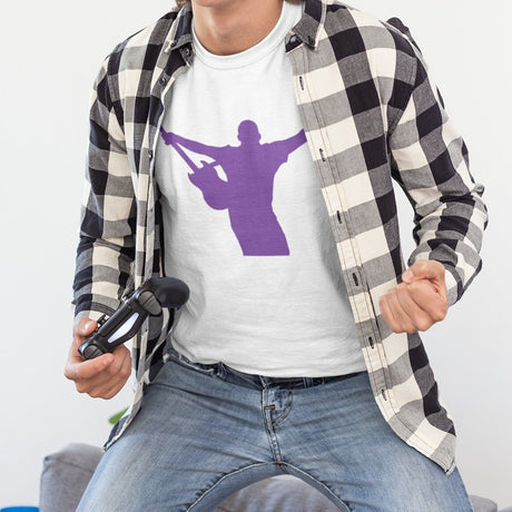 rockstar-with-one-arm-up-holding-a-guitar-music-tee-rockstar-t-shirt-guitar-tee-silhouette-t-shirt-purple-tee#color_white