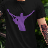 rockstar-with-one-arm-up-holding-a-guitar-music-tee-rockstar-t-shirt-guitar-tee-silhouette-t-shirt-purple-tee#color_black