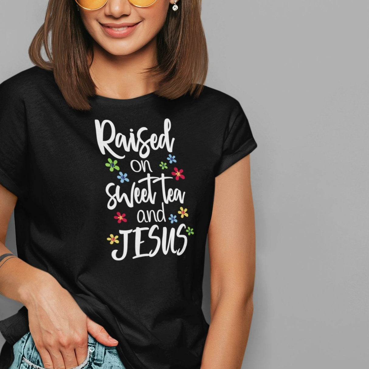 raised-on-sweet-tea-and-jesus-jesus-tee-sweet-tea-t-shirt-christian-tee-faith-t-shirt-religion-tee#color_black