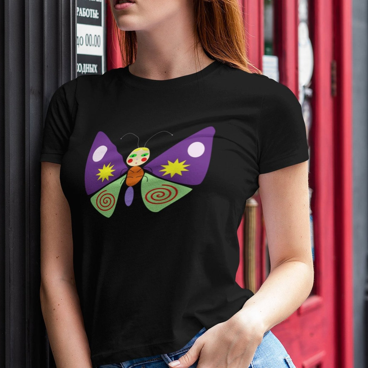 psychedelic-colorful-butterfly-butterfly-tee-nature-t-shirt-butterflies-tee-cool-t-shirt-outdoors-tee#color_black