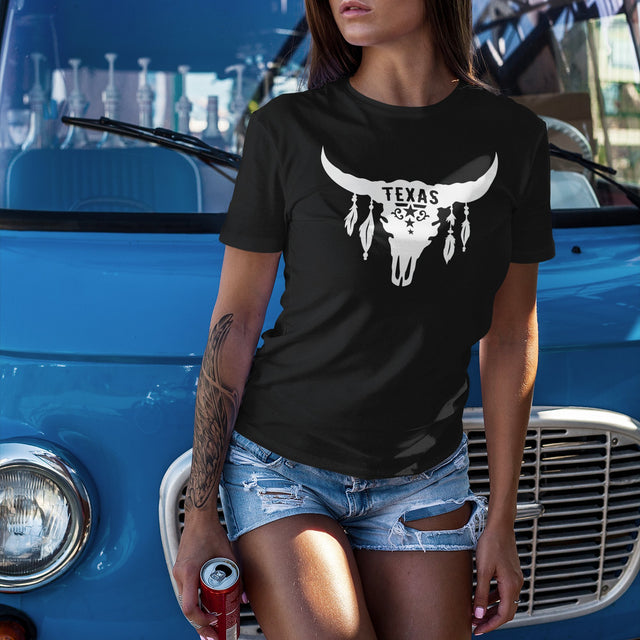 texas-with-skull-and-feathers-boho-tee-texas-t-shirt-skull-tee-t-shirt-tee#color_black