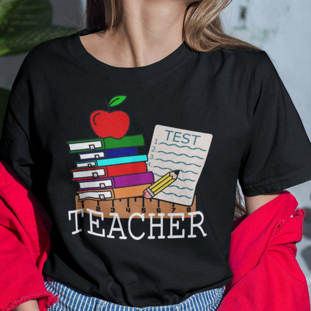 teacher-with-books-and-apple-teacher-tee-teaching-t-shirt-school-tee-t-shirt-tee#color_black