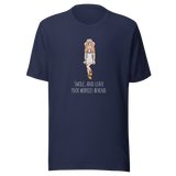 smile-and-leave-your-worries-behind-smile-tee-happy-t-shirt-worries-tee-inspirational-t-shirt-motivational-tee#color_navy