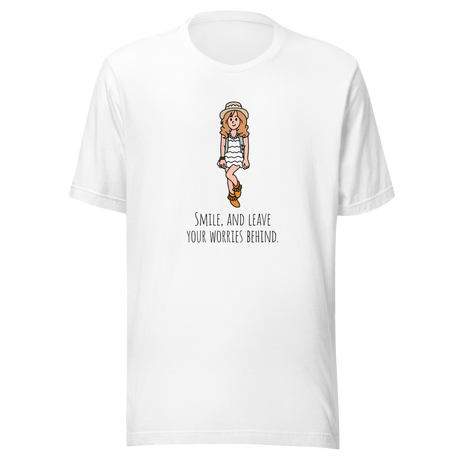 smile-and-leave-your-worries-behind-smile-tee-happy-t-shirt-worries-tee-inspirational-t-shirt-motivational-tee#color_white